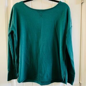Sweaty Betty Green Teal Womens Open Back Backless Oversized Sweatshirt | XS